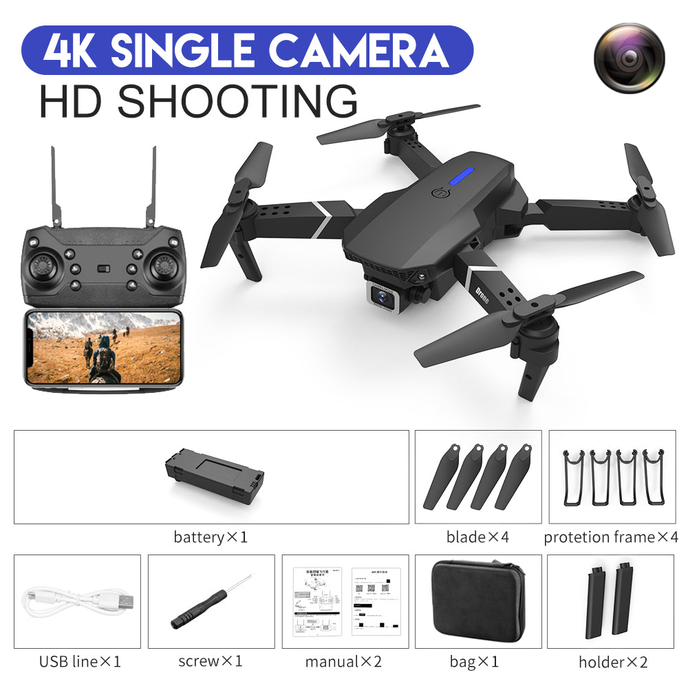 E88 Foldable HD Drone – 4K Dual Camera RC Quadcopter with FPV & GPS Functions