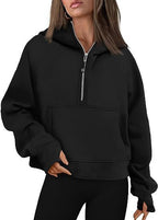 Women’s Zip-Up Hoodie Sweatshirt with Pockets – Loose Fit Sports Pullover