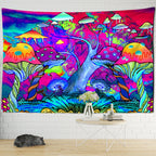 Dream Mushroom” Boho Tapestry Rug | Psychedelic Wall, Beach & Yoga Décor