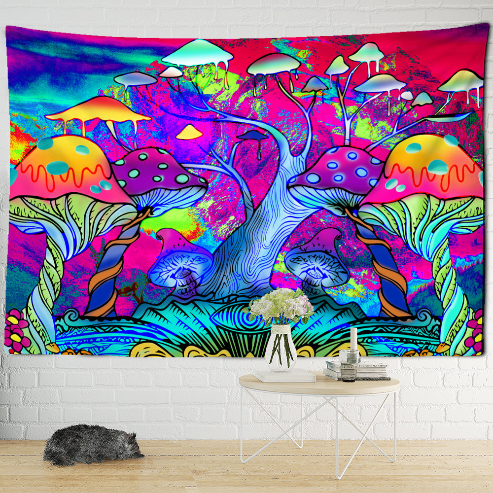 Dream Mushroom” Boho Tapestry Rug | Psychedelic Wall, Beach & Yoga Décor