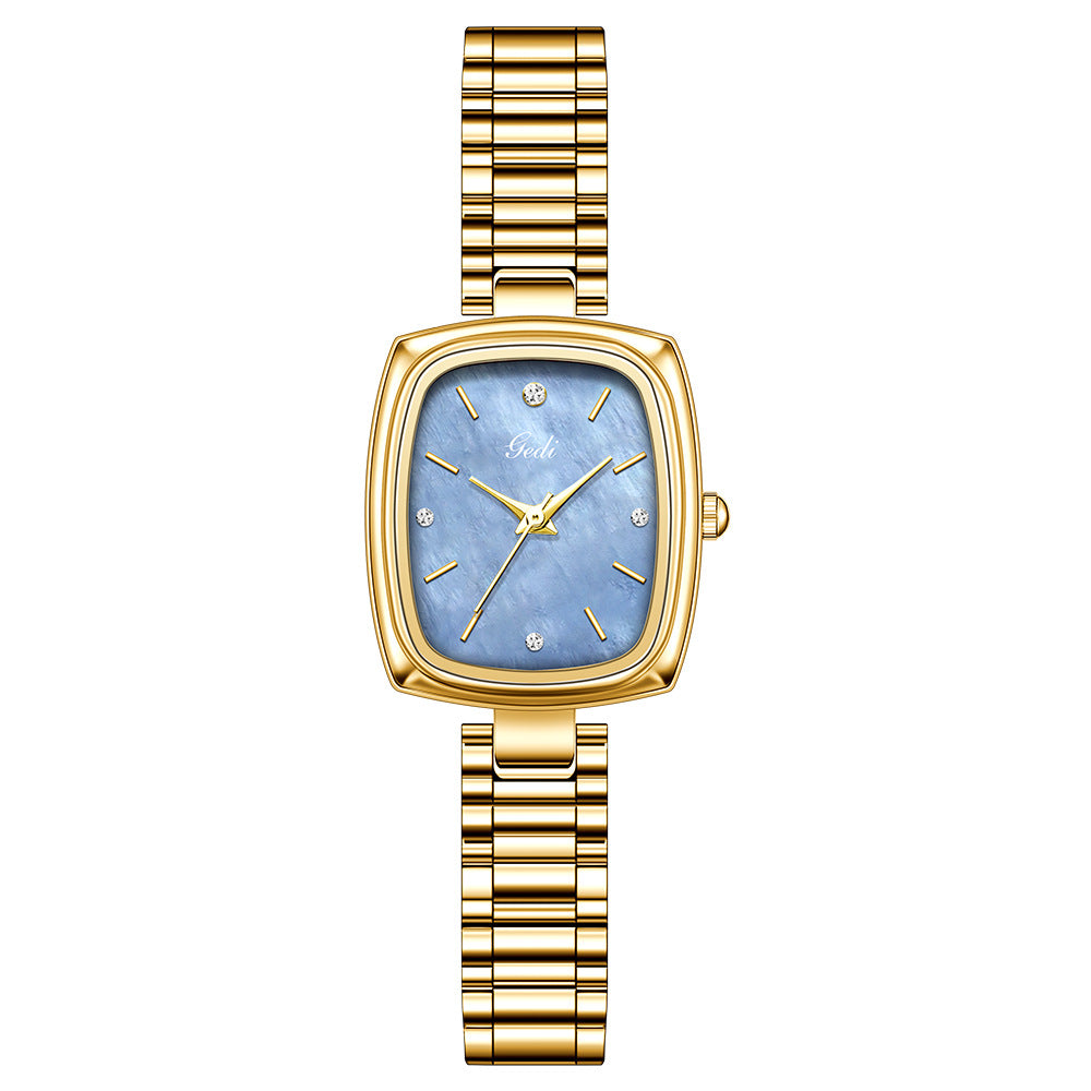 Niche Small Gold Dress Watch – Women's Rectangular Vintage Quartz