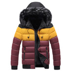 Men’s Spliced Down Jacket | Warm Winter Puffer with Color-Block Panels