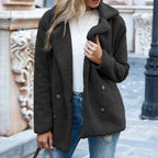 Women’s Fluffy Lapel Coat | Loose Button-Front Winter Cardigan Jacket