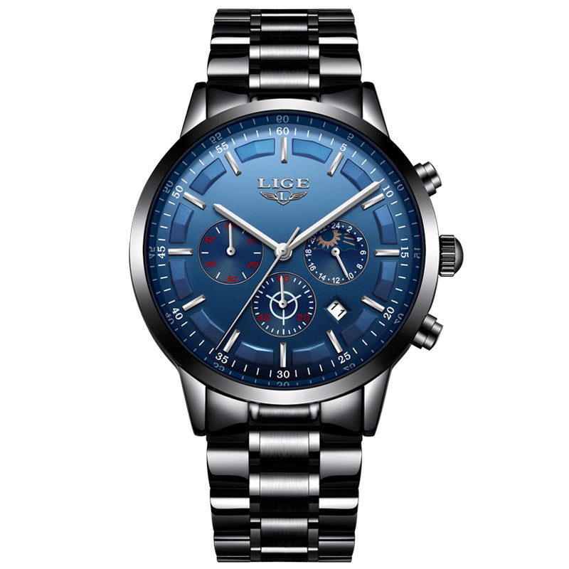 Men's Waterproof Quartz Sports Watch – Chronograph Moon Phase Business Style