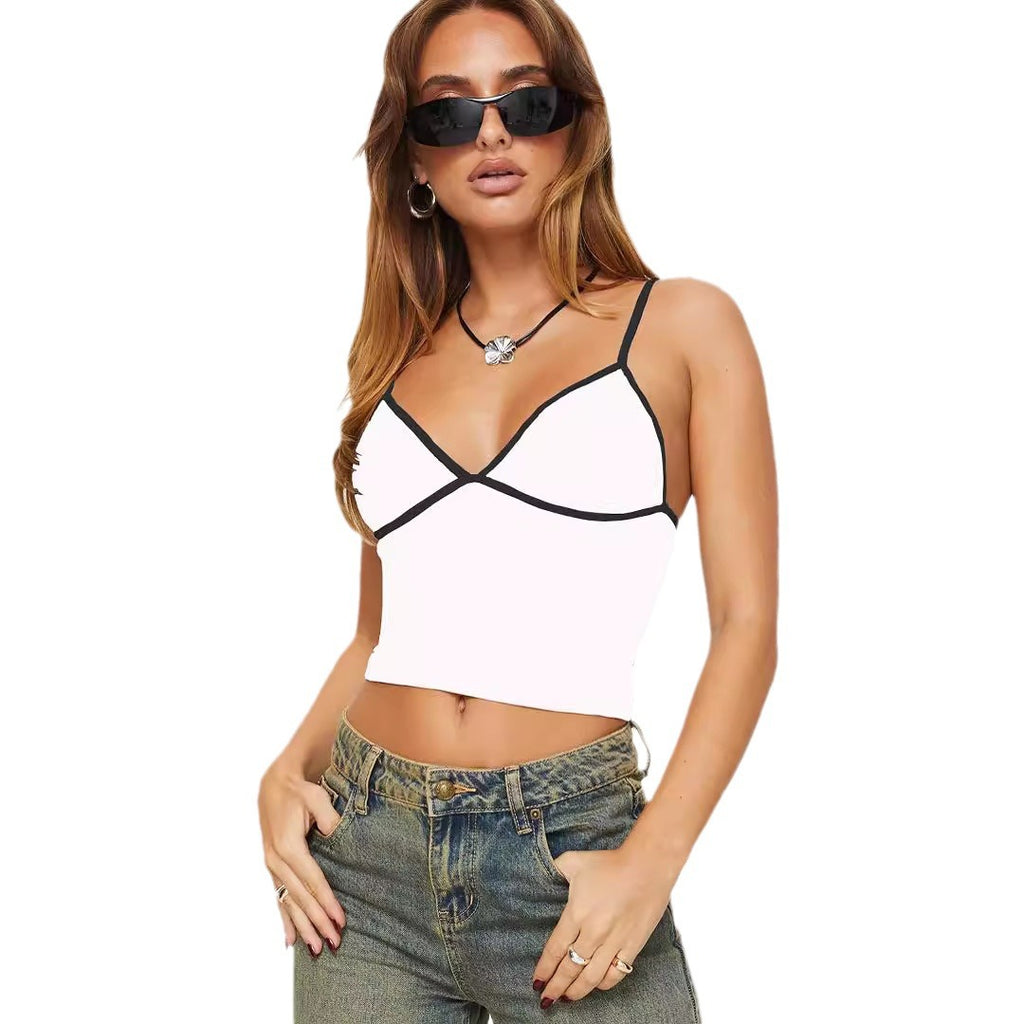 Mid-Length Slim Fit Cami Top – Women's Splicing Sling Streetwear