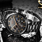 Men's Waterproof Quartz Sports Watch – Chronograph Moon Phase Business Style