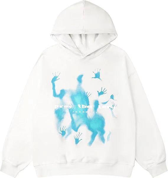 Women’s Graffiti Print Hoodie – Retro Streetwear Pullover | Warm Brushed Casual Hoodie