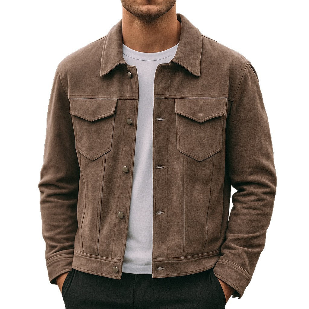 Men’s Deer-Suede Lapel Work Jacket | Winter Outerwear with Classic Style