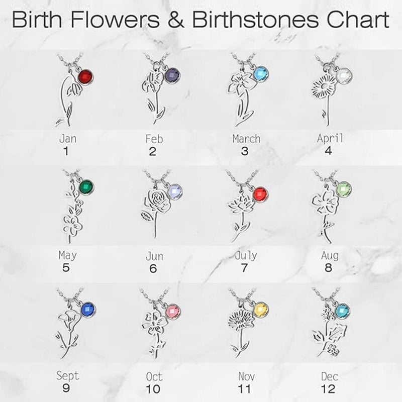 Women’s December Birth Flower Pendant Necklace | Versatile Silver/Gold Chain Gift