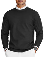 Men’s Round-Neck Long-Sleeve Knit Sweater | Casual Lightweight Pullover