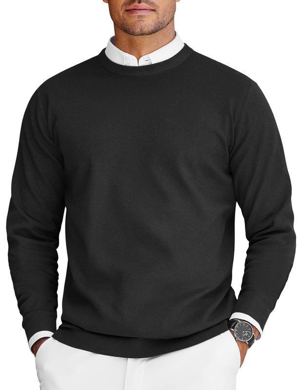 Men’s Round-Neck Long-Sleeve Knit Sweater | Casual Lightweight Pullover