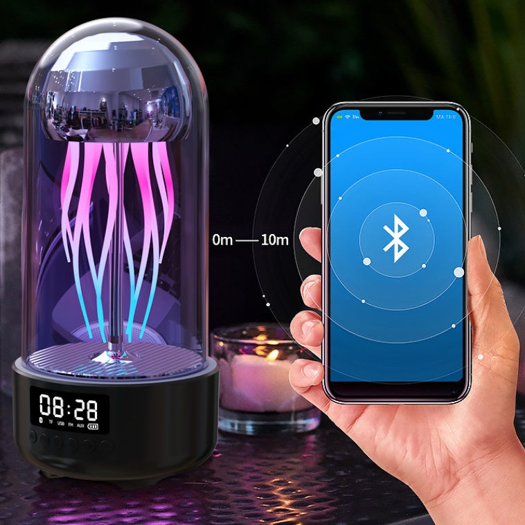 3-in-1 Jellyfish Lamp Clock + Bluetooth Speaker | Colorful Ambient Light