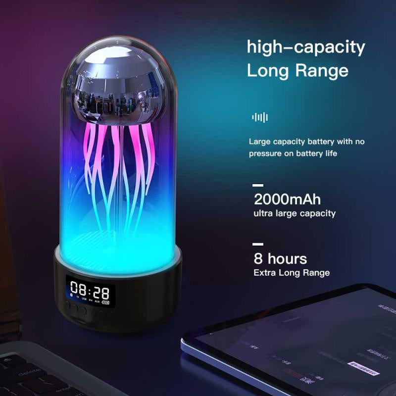 3-in-1 Jellyfish Lamp Clock + Bluetooth Speaker | Colorful Ambient Light