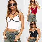 Mid-Length Slim Fit Cami Top – Women's Splicing Sling Streetwear