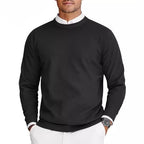 Men’s Round-Neck Long-Sleeve Knit Sweater | Casual Lightweight Pullover