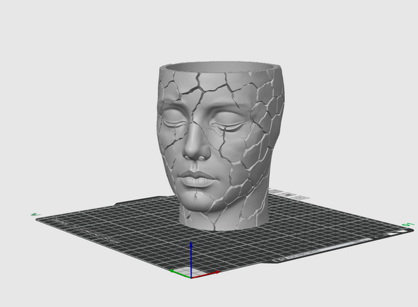 Cracked Face Planter STL File for 3D Printing – Modern Sculptural Pot