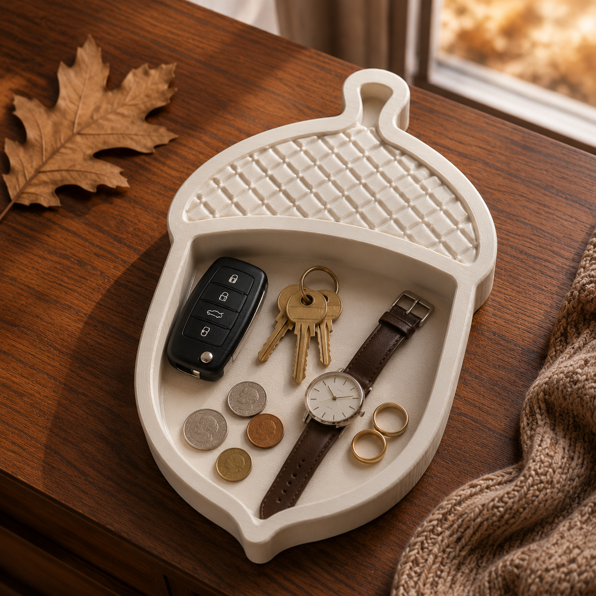 Acorn Catchall Tray STL File – Fall Organizer for 3D Printing