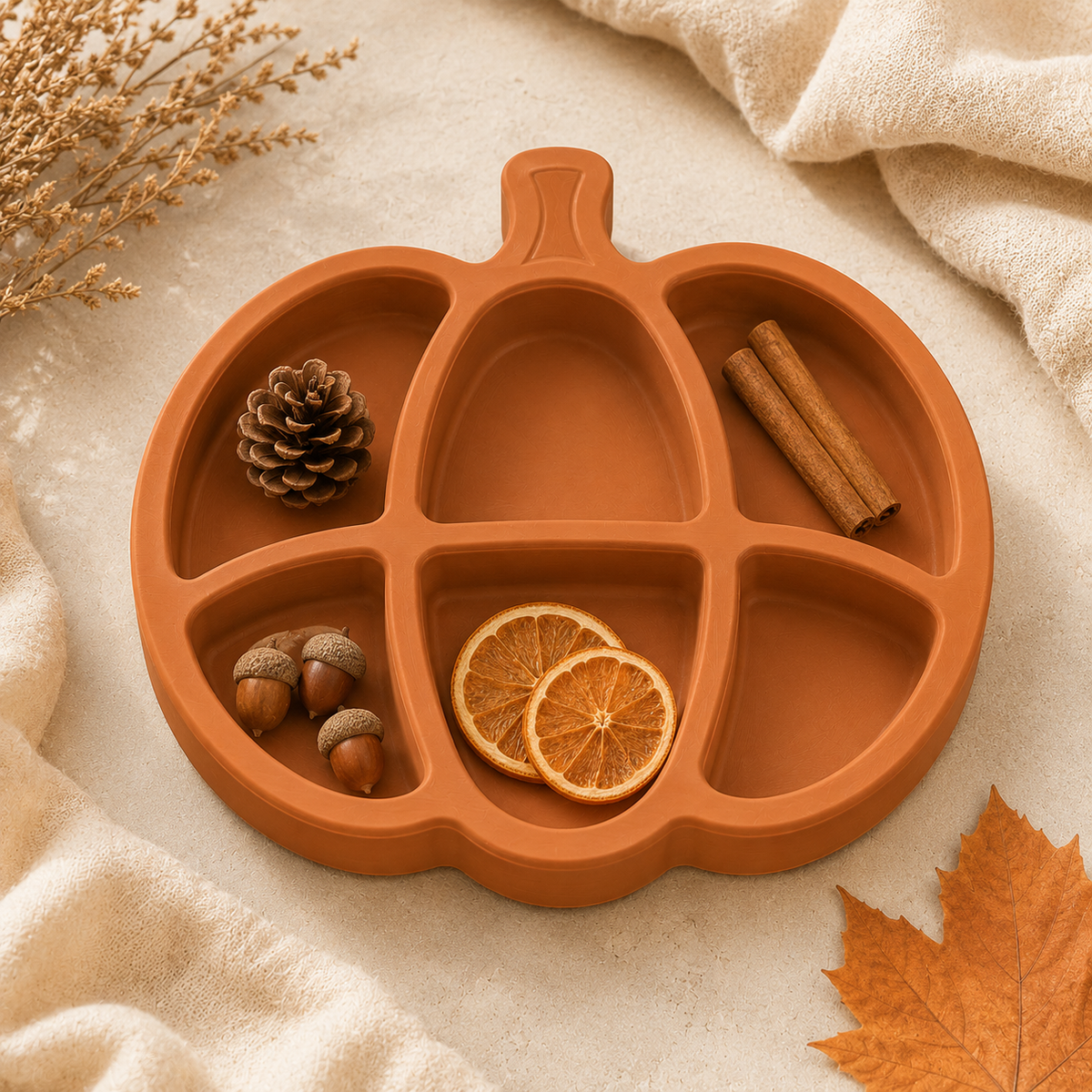 Pumpkin Compartment Tray STL File – Fall Catchall Organizer for 3D Printing Main image