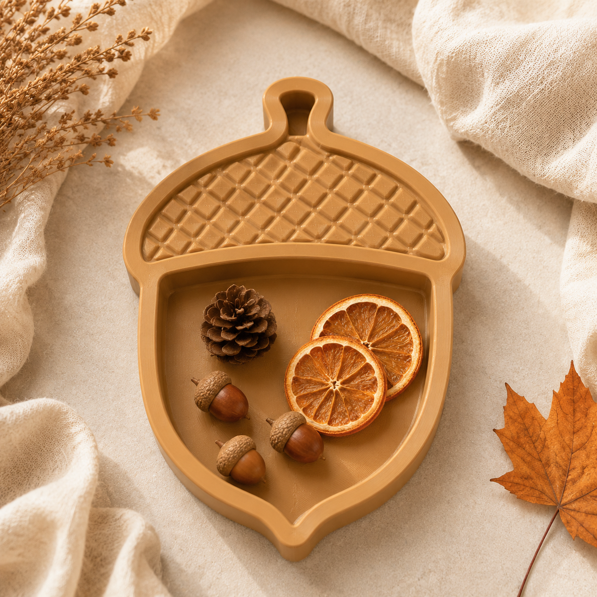 Acorn Catchall Tray STL File – Fall Organizer for 3D Printing Main image