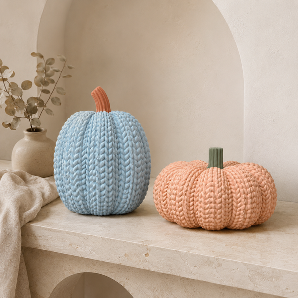 Knitted Pumpkin Set STL Files – Two Cozy Fall Decor Pumpkins for 3D Printing