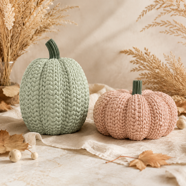 Knitted Pumpkin Set STL Files – Two Cozy Fall Decor Pumpkins for 3D Printing