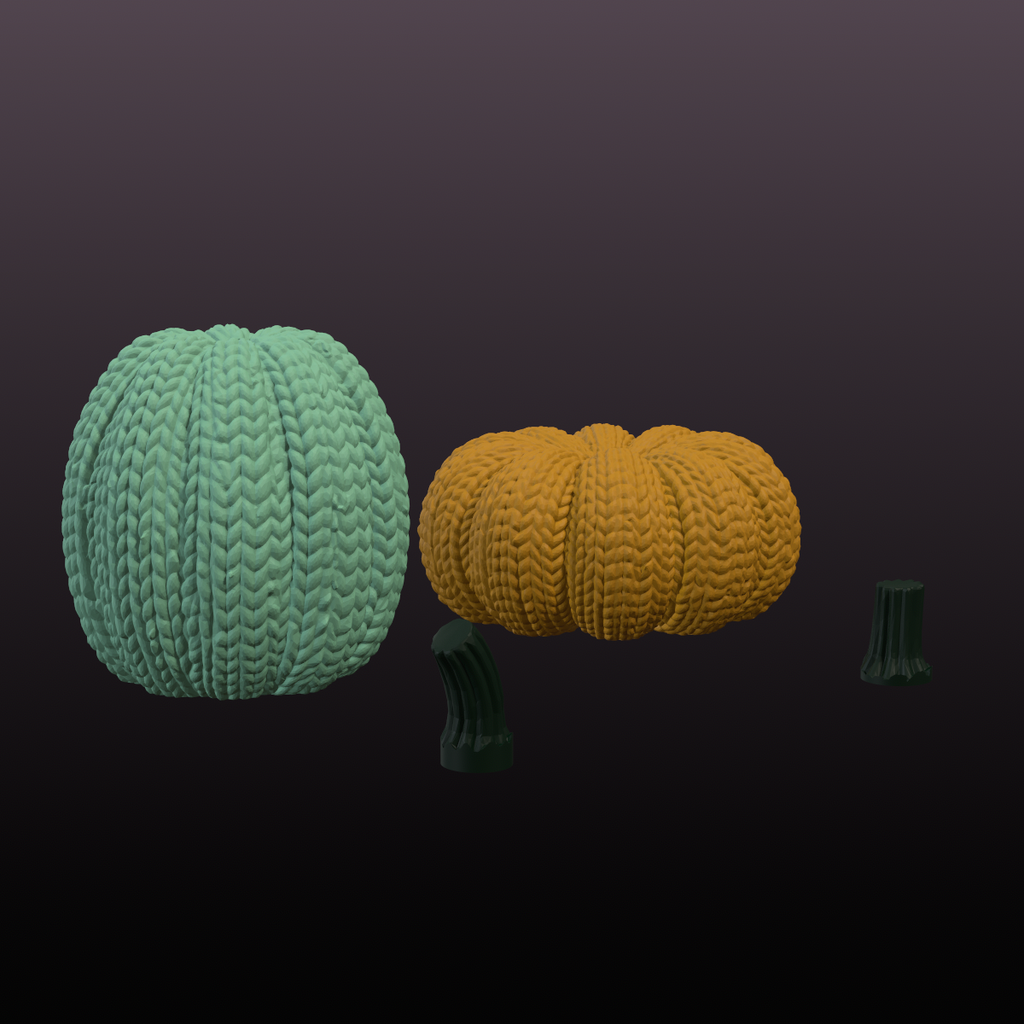 Knitted Pumpkin Set STL Files – Two Cozy Fall Decor Pumpkins for 3D Printing