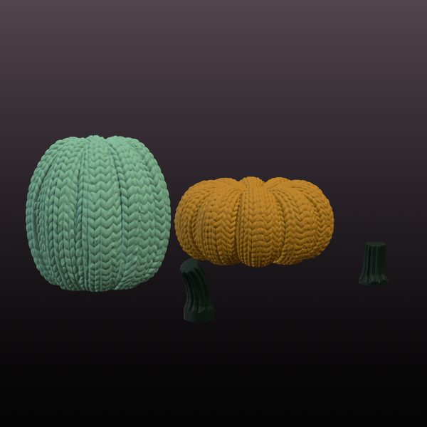 Knitted Pumpkin Set STL Files – Two Cozy Fall Decor Pumpkins for 3D Printing
