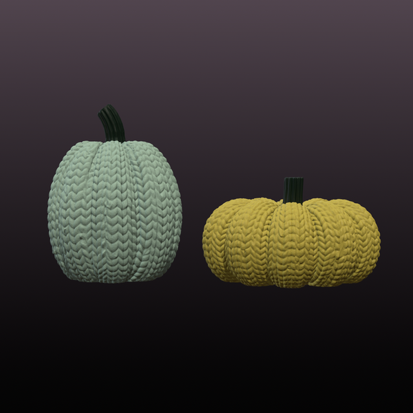 Knitted Pumpkin Set STL Files – Two Cozy Fall Decor Pumpkins for 3D Printing