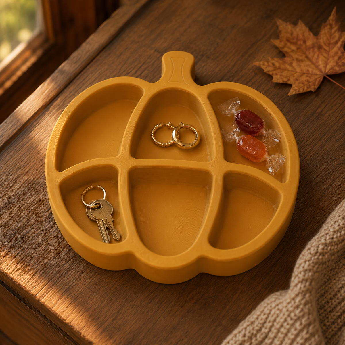 Pumpkin Compartment Tray STL File – Fall Catchall Organizer for 3D Printing