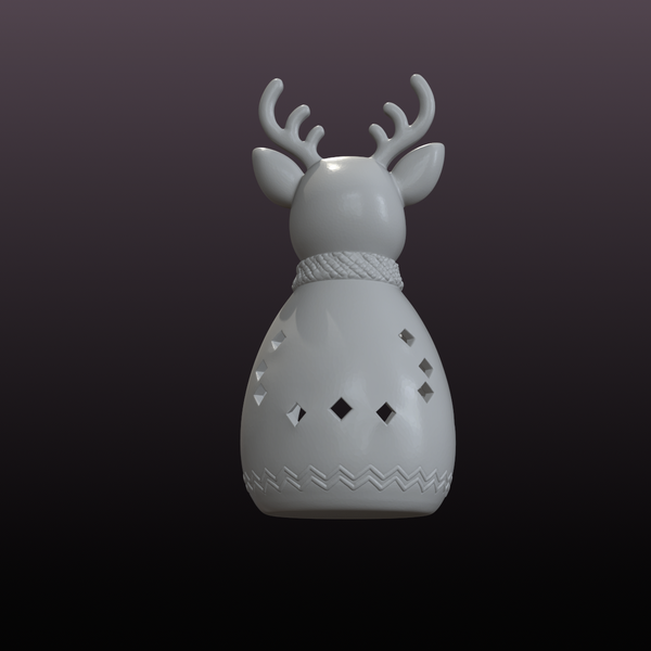 Christmas Reindeer LED Tealight Holder STL File – 3D Printable Holiday Lantern Decor