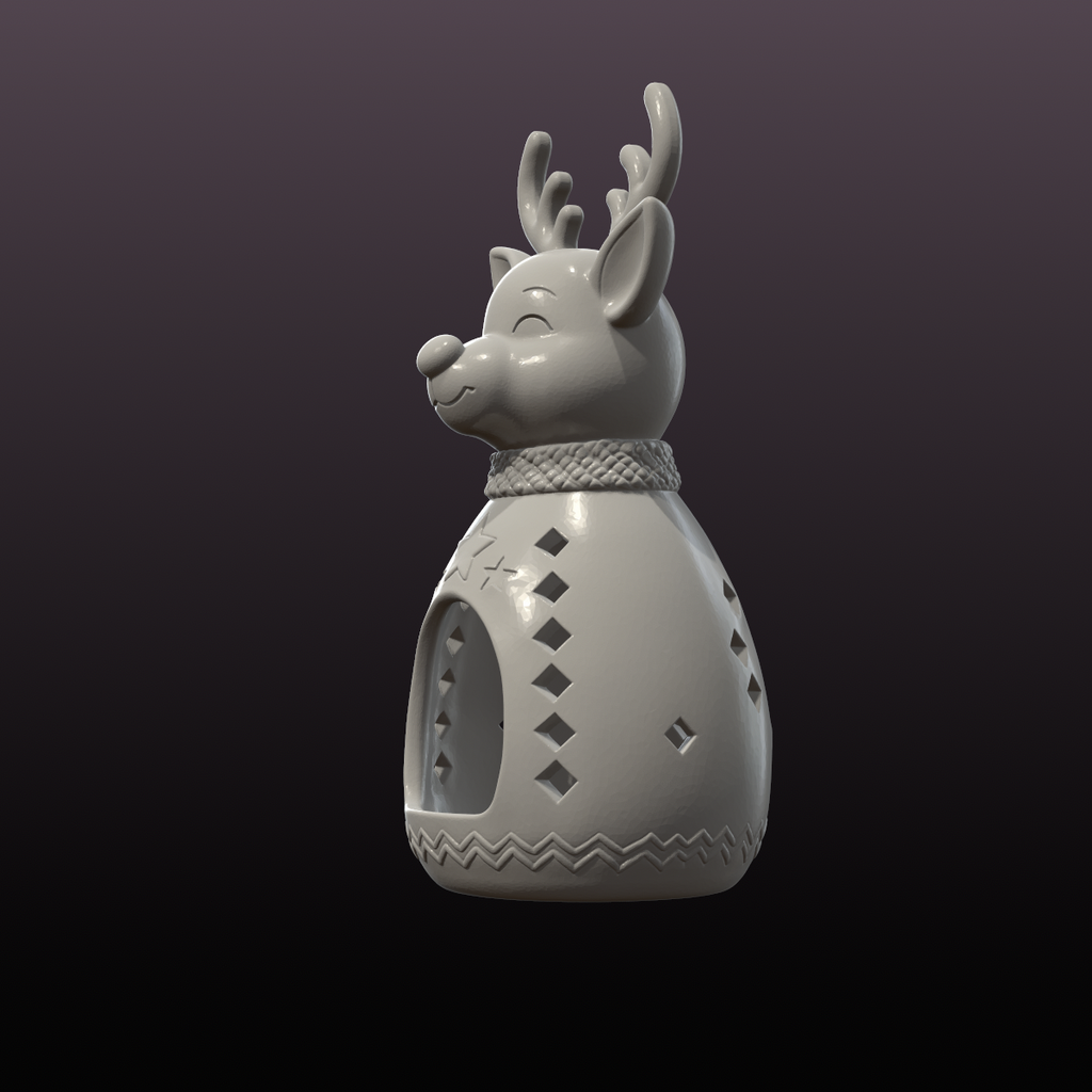 Christmas Reindeer LED Tealight Holder STL File – 3D Printable Holiday Lantern Decor