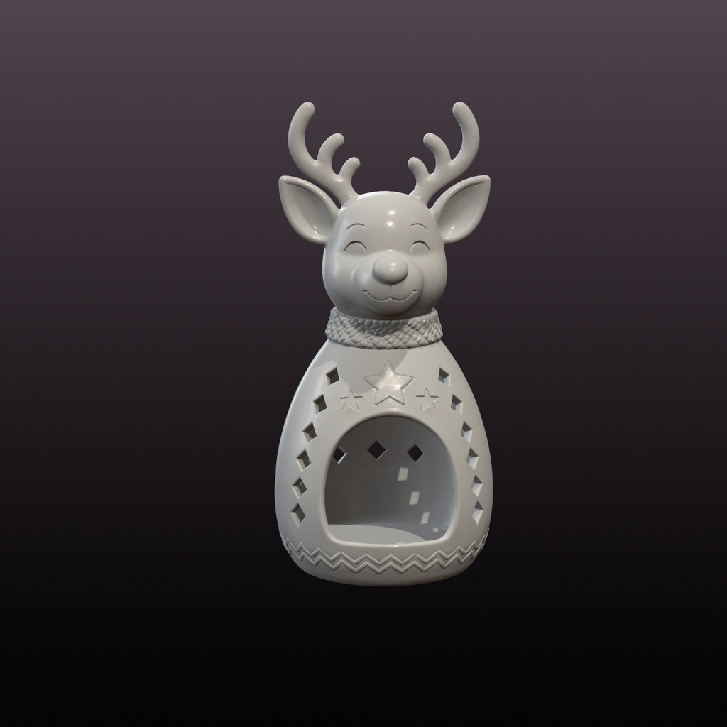 Christmas Reindeer LED Tealight Holder STL File – 3D Printable Holiday Lantern Decor