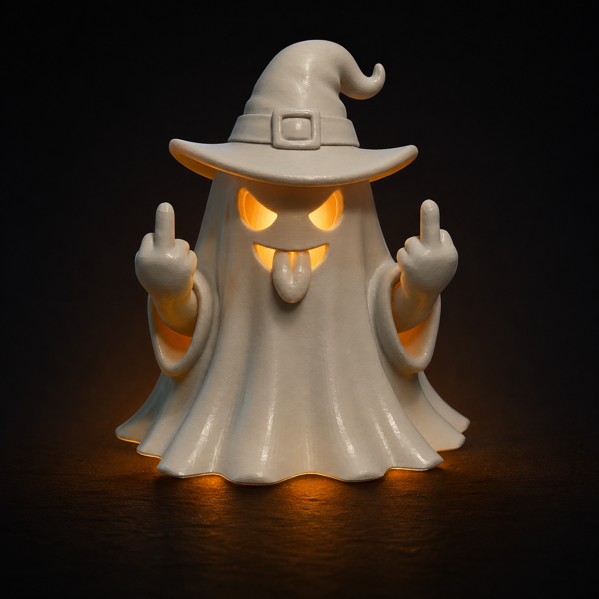 Rude Witch Ghost LED Tealight Cover STL – Halloween 3D Print File Main image