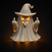 Rude Witch Ghost LED Tealight Cover STL – Halloween 3D Print File