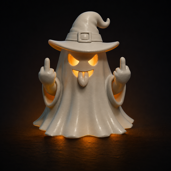 Rude Witch Ghost LED Tealight Cover STL – Halloween 3D Print File