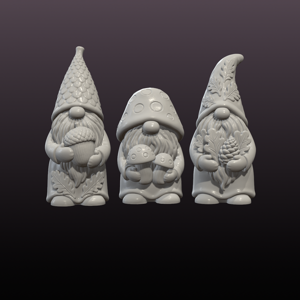 Autumn Woodland Gnome STL Bundle – 3 Garden Gnome 3D Print Files