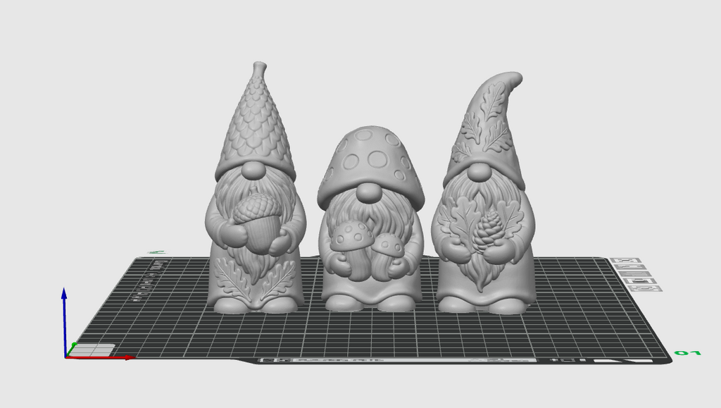 Autumn Woodland Gnome STL Bundle – 3 Garden Gnome 3D Print Files