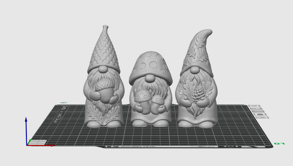 Autumn Woodland Gnome STL Bundle – 3 Garden Gnome 3D Print Files
