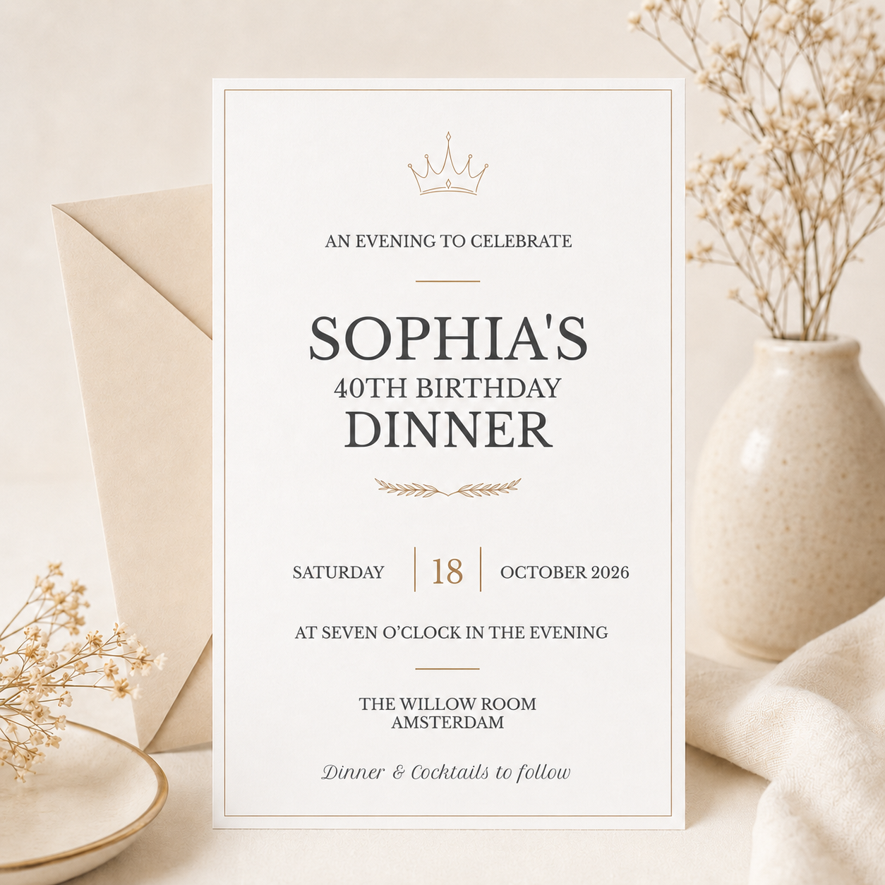 Birthday Dinner Invitation Canva Template – Editable 5x7 Invite Main image