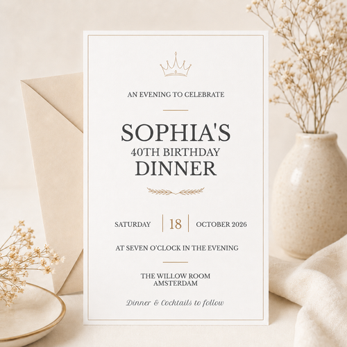 Birthday Dinner Invitation Canva Template – Editable 5x7 Invite