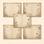 Botanical Butterfly Junk Journal Pages Printable PDF – Vintage Floral Paper Pack A4 & US Letter