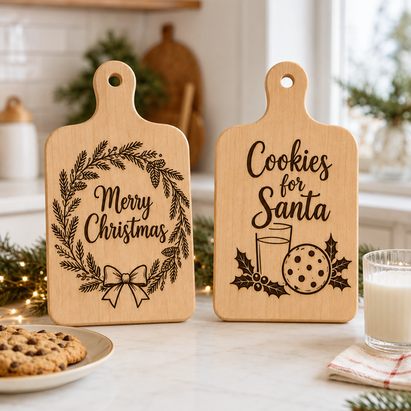 Christmas Cutting Board SVG Bundle – 6 Holiday Laser Engraving Designs