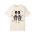 Coquette Checkered Skull Bow PNG | Gothic Pink Shirt Design