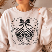 Coquette Checkered Skull Bow PNG | Gothic Pink Shirt Design