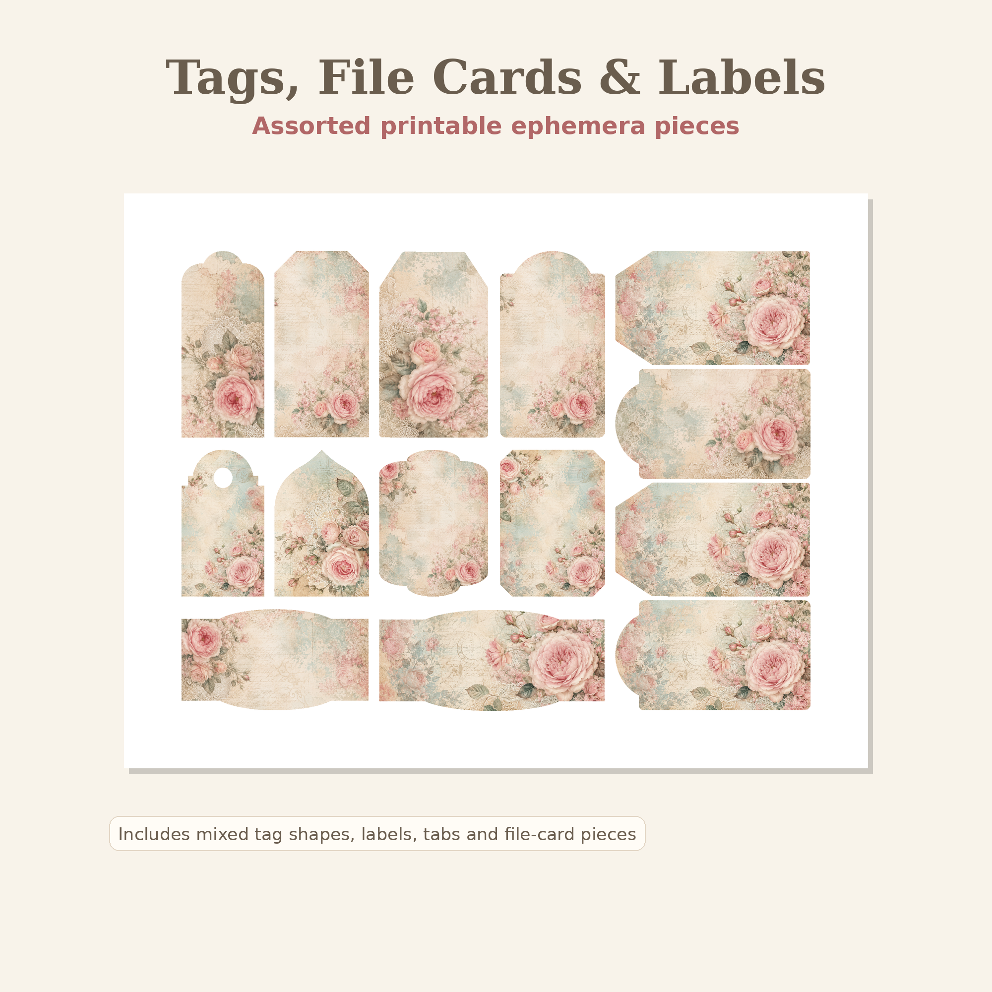 Cottage Rose Junk Journal Mini Kit Printable