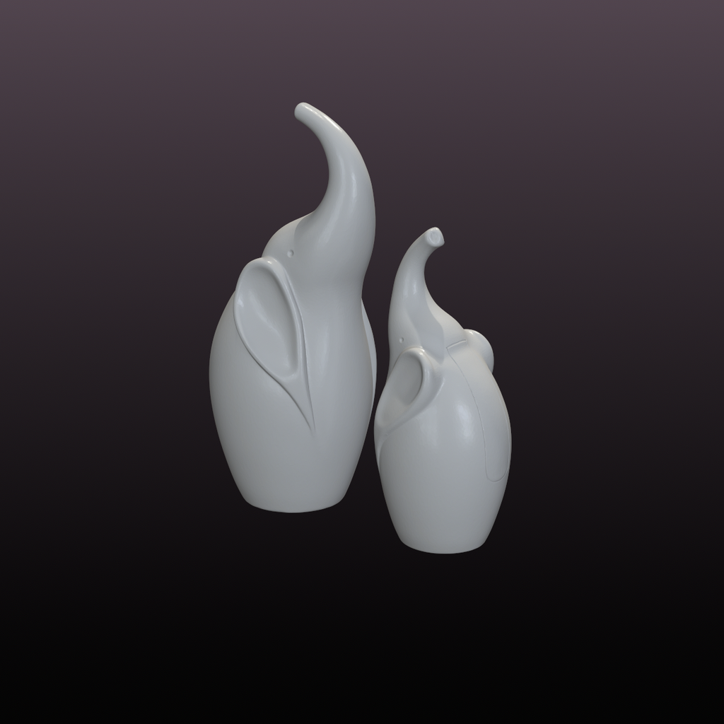 Modern Elephant Decor Set STL Files – 2 Minimalist Elephant Statues for 3D Printing