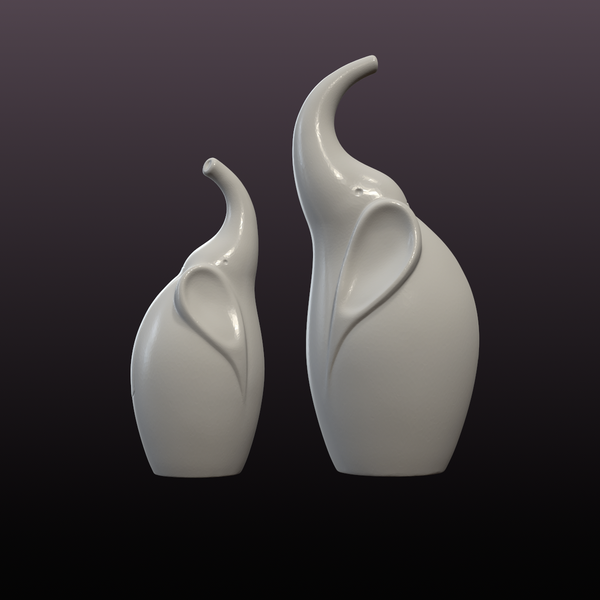 Modern Elephant Decor Set STL Files – 2 Minimalist Elephant Statues for 3D Printing