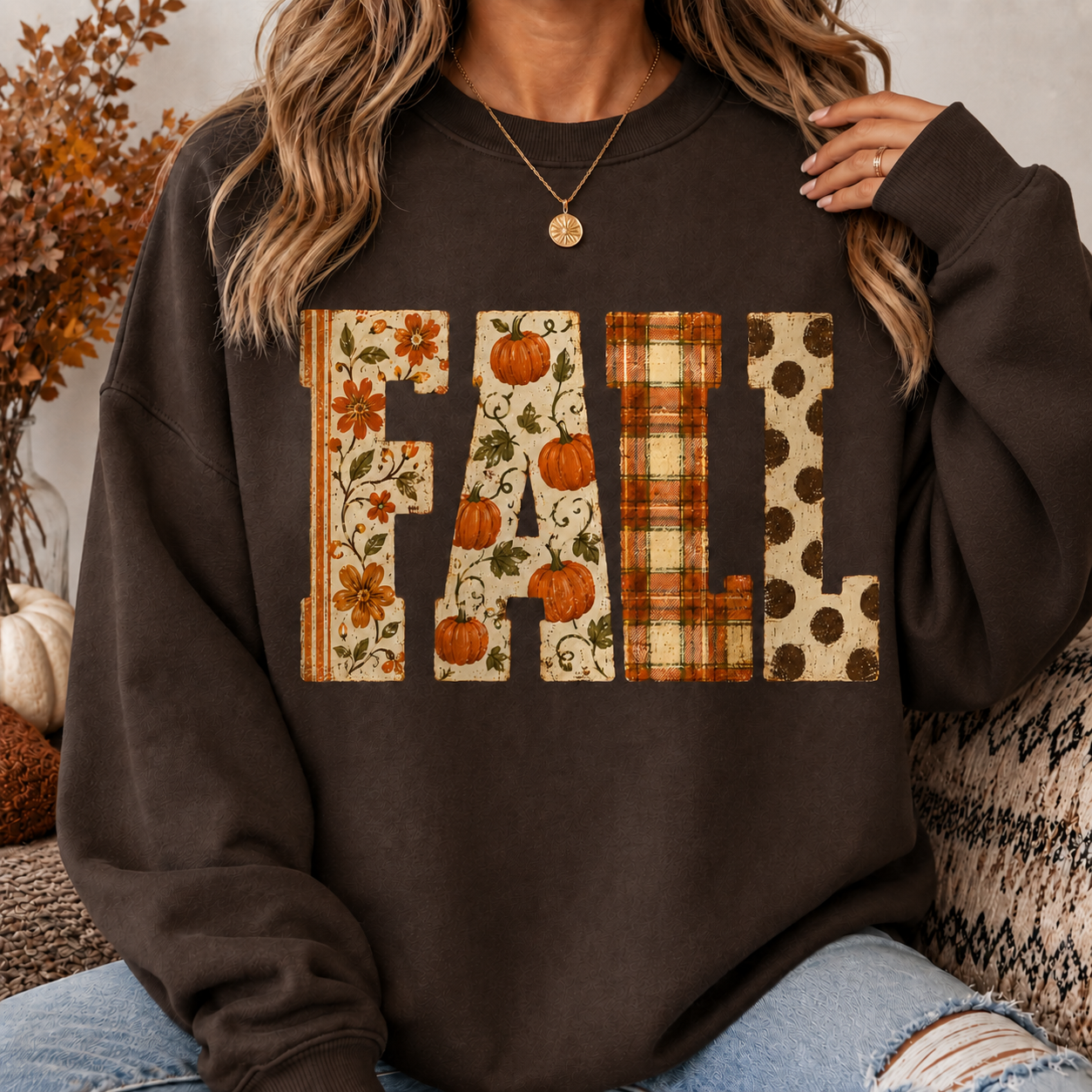 Fall PNG Shirt Design – Distressed Autumn Letter Sublimation Graphic