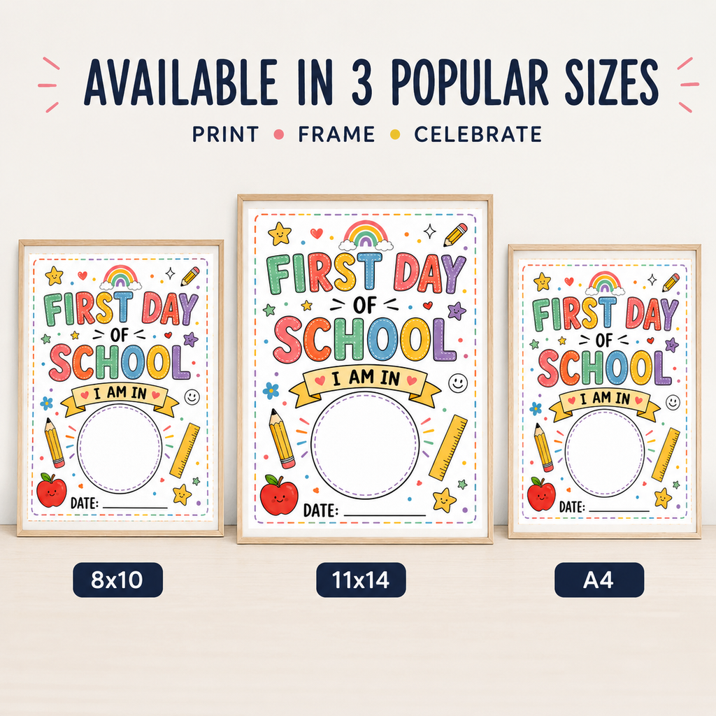 First Day of School Sign Printable | Back to School Photo Prop Poster 8x10 11x14 A4