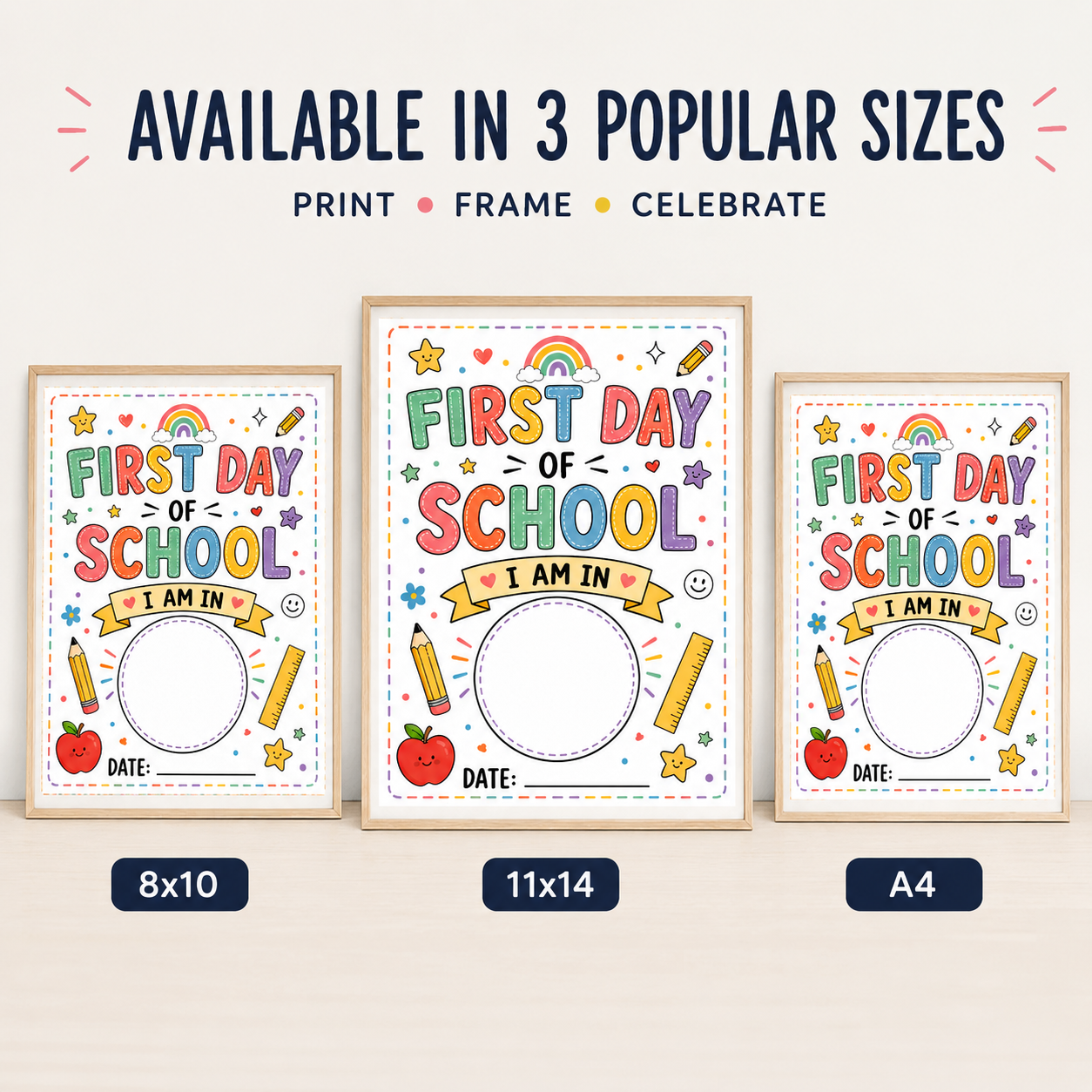 First Day of School Sign Printable | Back to School Photo Prop Poster 8x10 11x14 A4